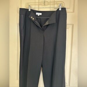 CALVIN KLEIN Women's Black Dress Pants Size 12 100% Wool Straight Leg & Pockets